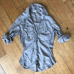 James Perse Size 1 Contrast Panel Button-Down